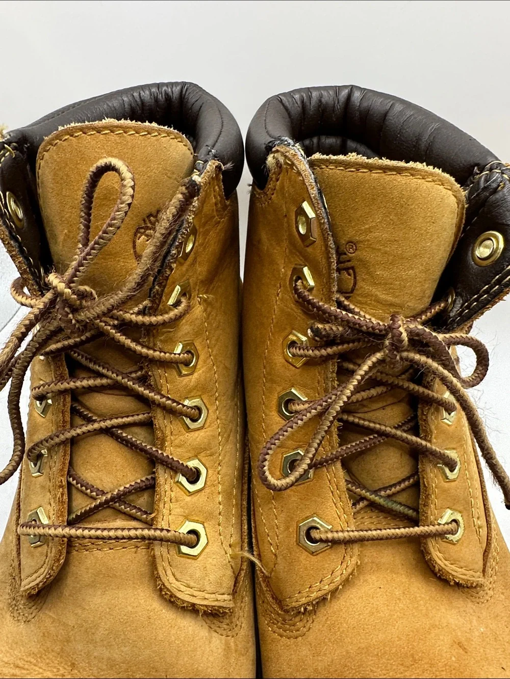 Timberland Wheat Nubuck Work Boots with Dark Brown Padded Collar